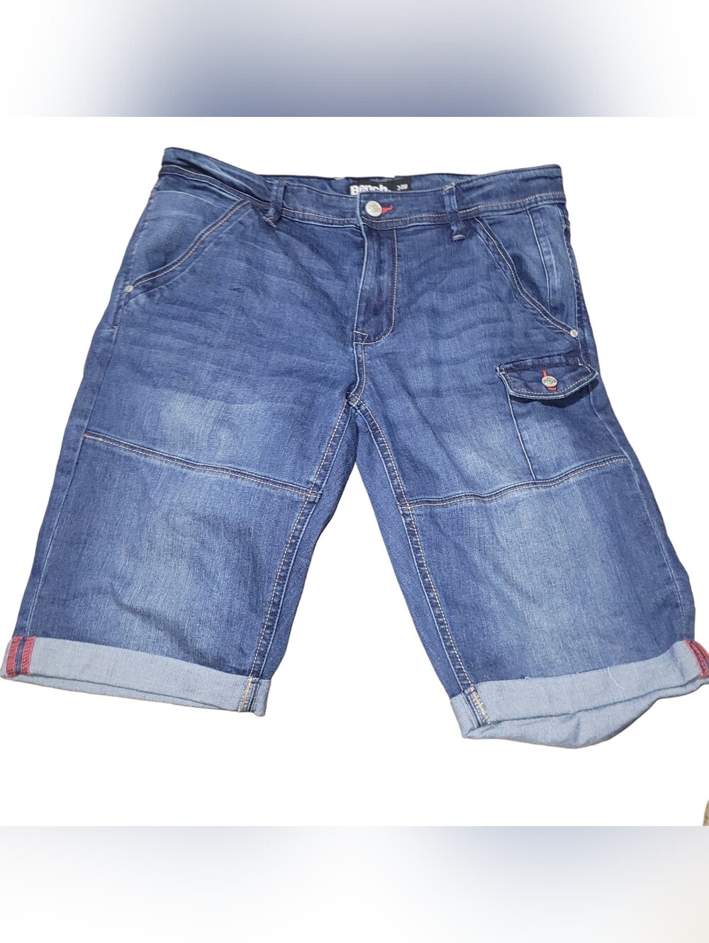 Bench Men's Blue Denim Cargo Shorts Size 34
